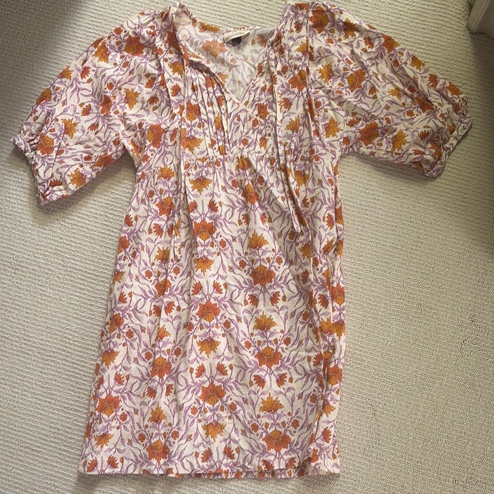 Universal Thread Orange Brown Smocked Puff Sleeve Tunic
